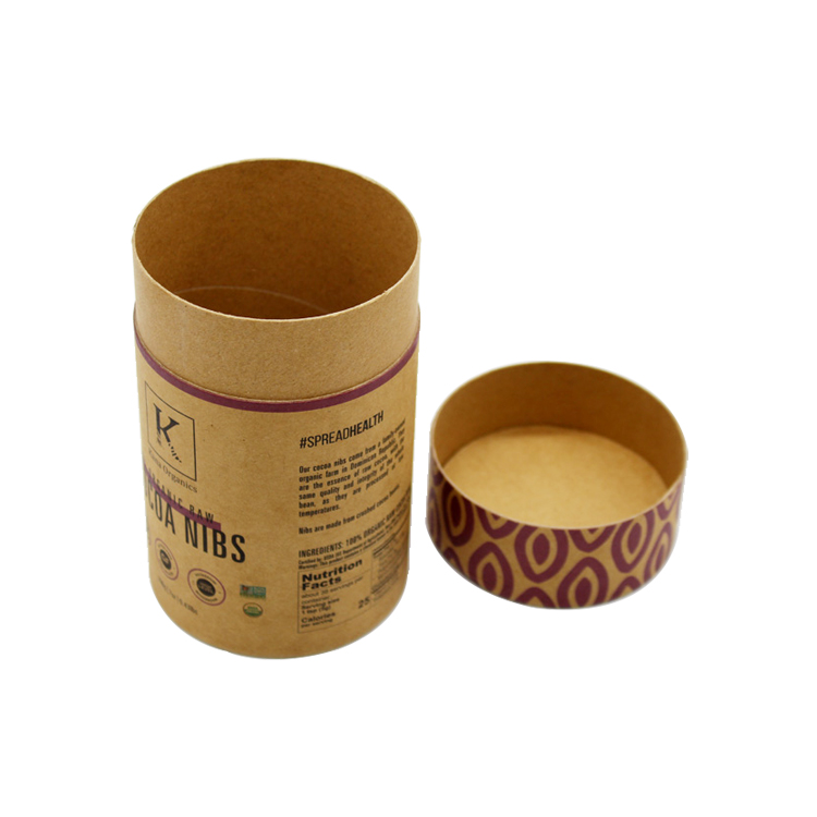 China Custom Kraft Paper Cardboard Cylinder Box for Cosmetics Packaging with Gold Hot Foil Logo