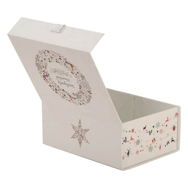 4 Color Glossy Lamination Folding Foldable Magnetic Storage Gift Box for Cake with Changeable Silk Ribbon