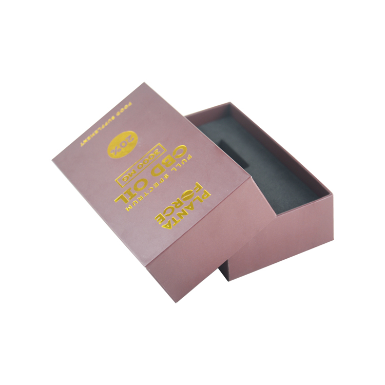 Custom Lid and Base Gift Box with Logo Gold Stamping and Rigid Paper Packaging EVA Insert for CBD Oil