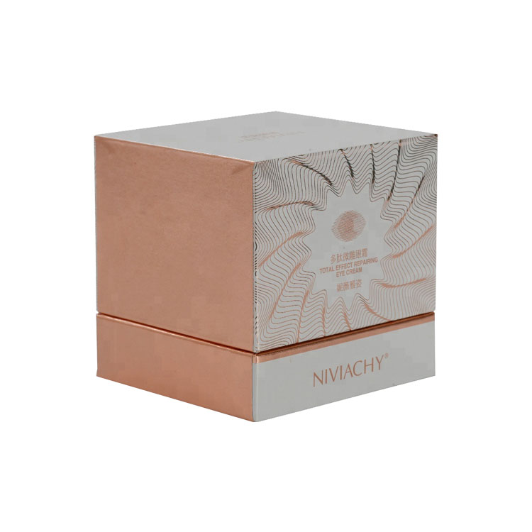 Gold Cardboard Paper Lid and Base Rigid Packaging Shoulder Gift Box for Cosmetic with Hot Stamping Logo