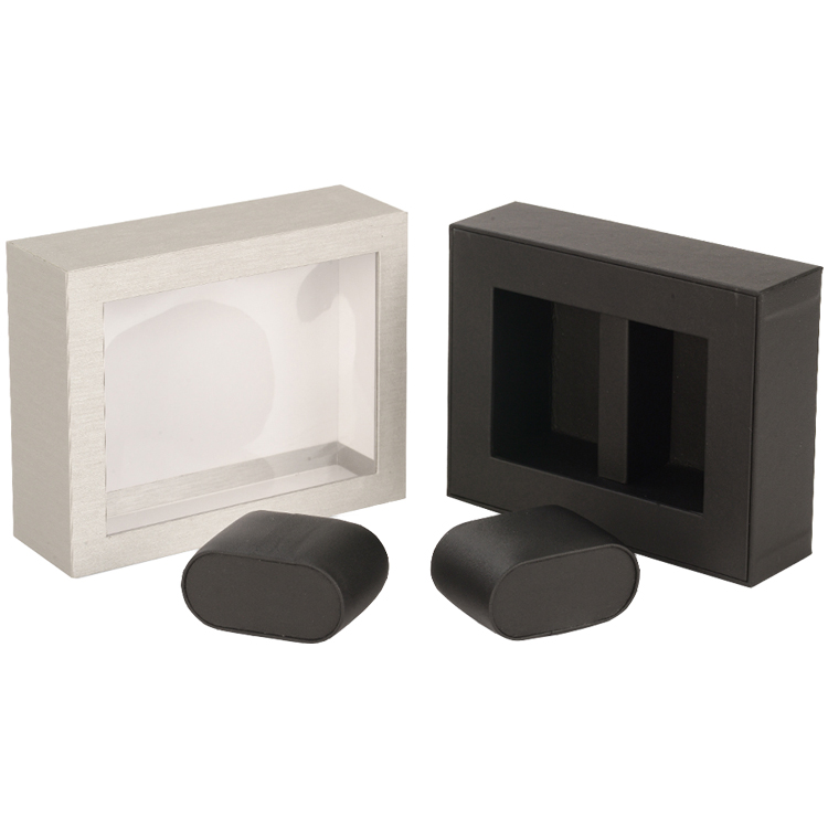Cheap Custom Made Paper Packaging Sliding Box with Clear Window and Pillow Holder for Jewelry