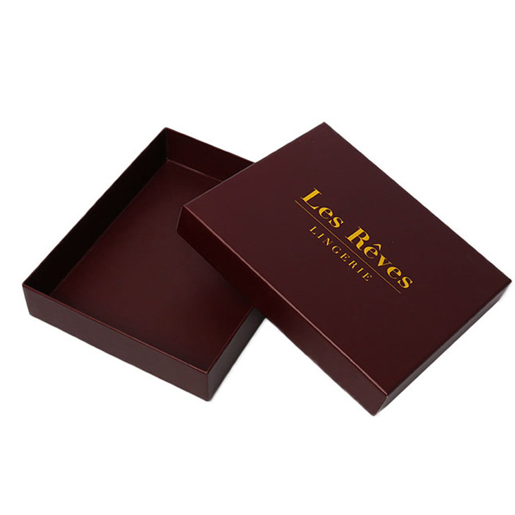 Luxury Gold Stamping Custom Printed Fancy Paper Lid and Base Gift Box for Lingerie Packaging