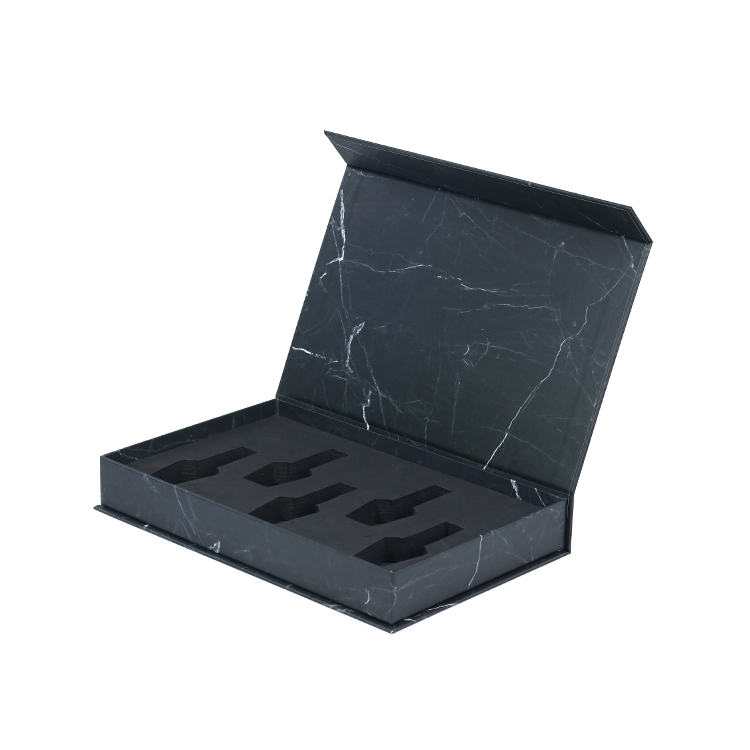 Wholesale Black Marble Magnetic Box for Nail Polish Packaging Boxes with Customized Logo and EVA Foam Holder