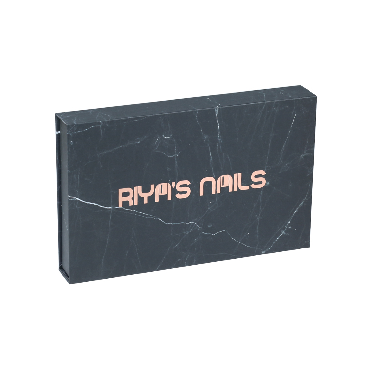 Wholesale Black Marble Magnetic Box for Nail Polish Packaging Boxes with Customized Logo and EVA Foam Holder