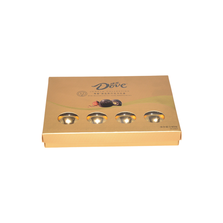 Custom Luxury Cardboard Gold Lid and Base Gift Box for Chocolate Paper Packaging with Plastic Dividers