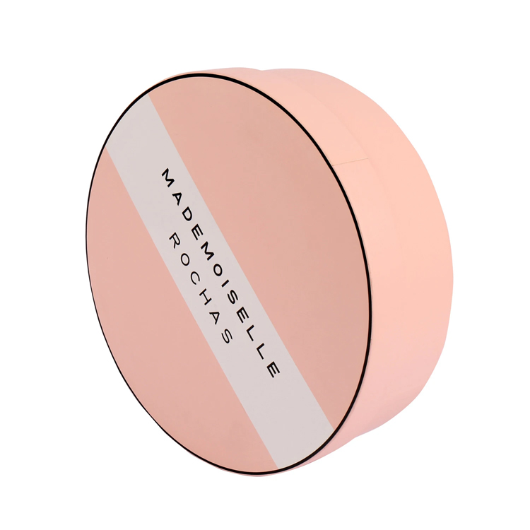 Custom Pink Round Paper Box with Plastic Holder Cardboard Round Gift Boxes with Lids for Cosmetics Packaging