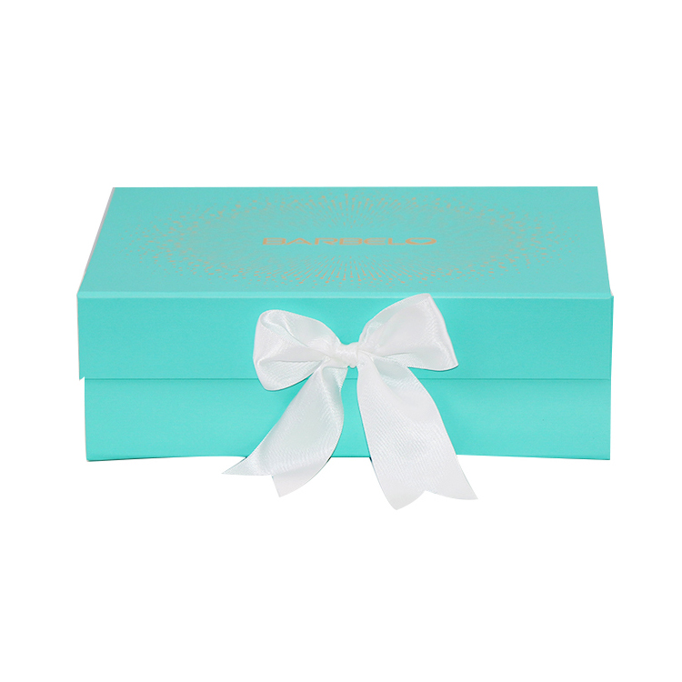 Tiffany Blue Folding Magnetic Gift Box for Lingerie Packaging with Silk Bow