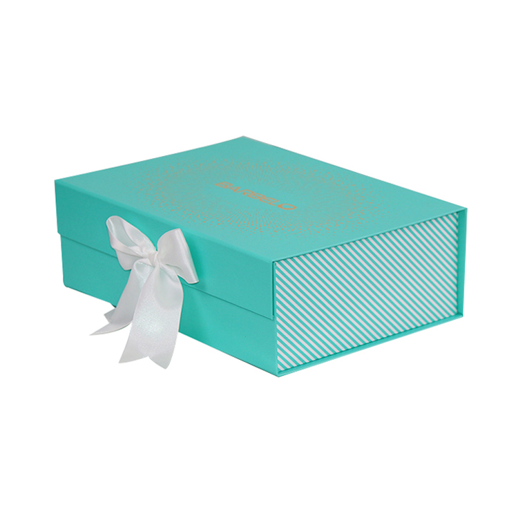 Tiffany Blue Folding Magnetic Gift Box for Lingerie Packaging with Silk Bow