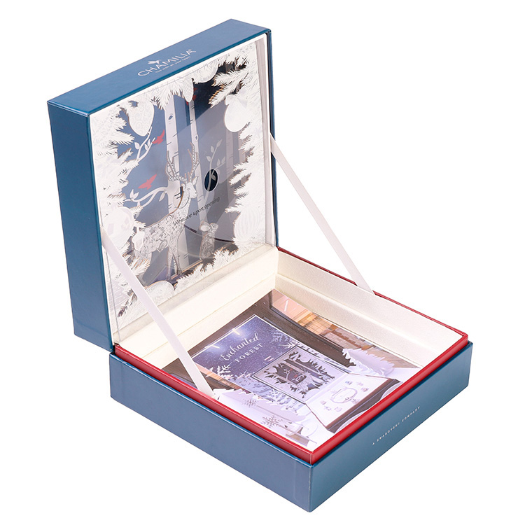 Custom Made Rigid Setup Gift Boxes with Flip Top Lid Closure and Velvet Foam Holder for Cosmetic Packaging