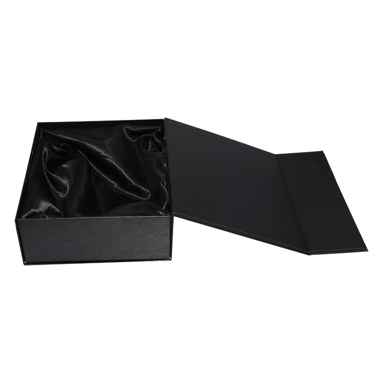 Low Priced Folding Magnetic Gift Box with Satin Lined Holder and Gold Hot Foil Stamping Logo