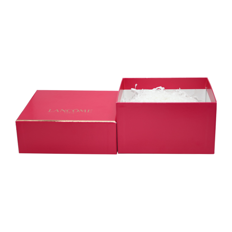 Custom Luxury Cosmetic Gift Packaging Box in Lid and Base Style with Shredded Paper Holder