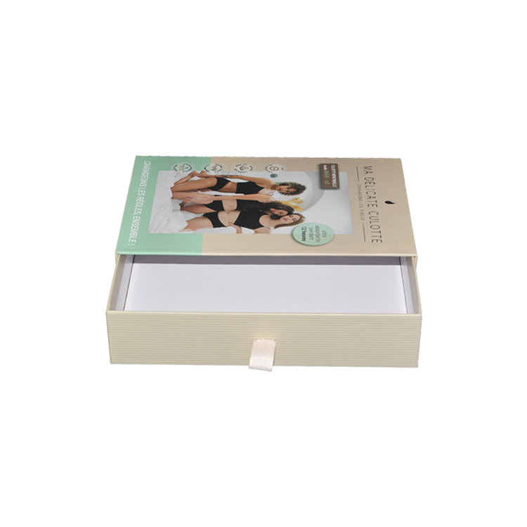 Sliding Drawer Shipping Paper Gift Box for Women Underwear Packaging with Silk Handle