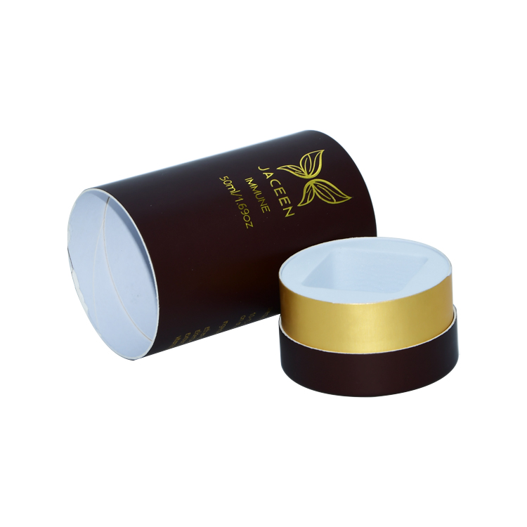 Fancy Paper Tube with Gold Foil Stamping Custom CBD Oil Packaging Paper Cylinder Box Tube Box