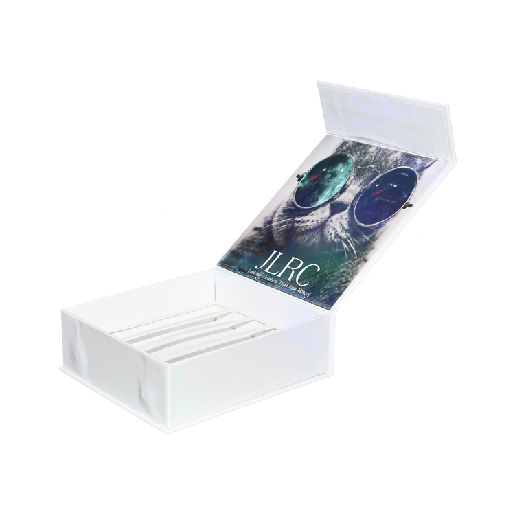 Luxury Eco Friendly Custom Book Shape Hard Flip Top White Small Folding Paper Box Magnetic Gift Box