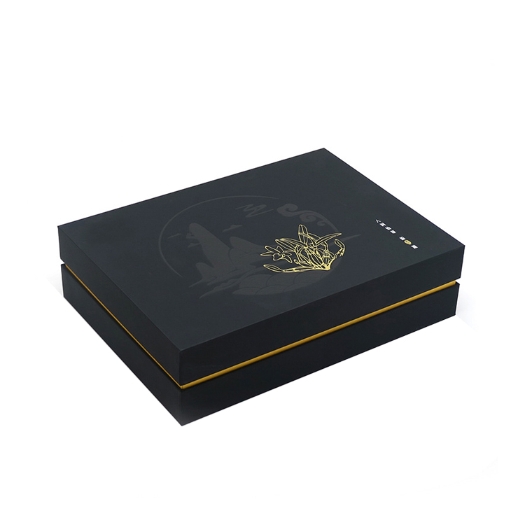 Wholesale Black Custom Luxury Rigid Cardboard Gift Lid And Base Box with Foam Velvet Insert