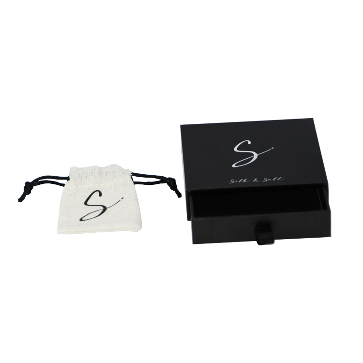 Drawer Jewelry Packaging Box Gift Box Packaging Box Slide Out Paper Gift Jewelry Packaging Box with Jute Bag