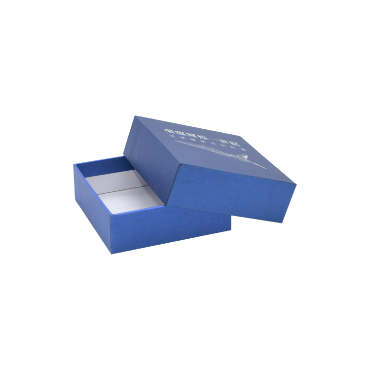 Custom Texture Paper Lid and Base Gift Box with Silver Hot Foil Stamping Logo for Anniversary Gift Packaging