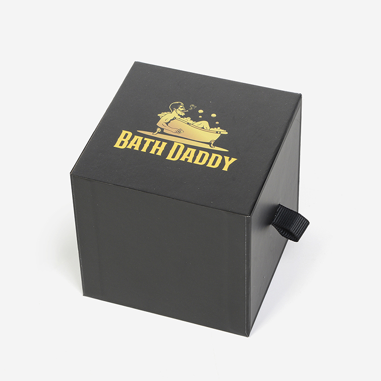 Black Wholesale Luxury Gold Foil Paper Bath Box Rigid Cardboard Ribbon Sliding Drawer Gift Packaging Box
