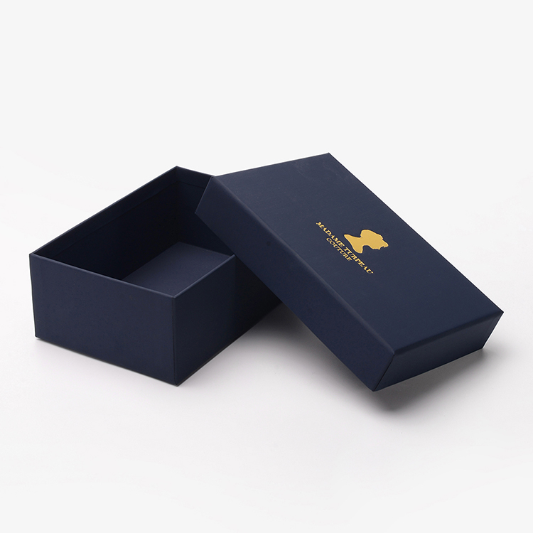 Wholesale Blue Luxury Jewelry Gold Foil Lid Top Cover and Base Bottom Rigid Gift Paper Packaging Box for Jewelry Set