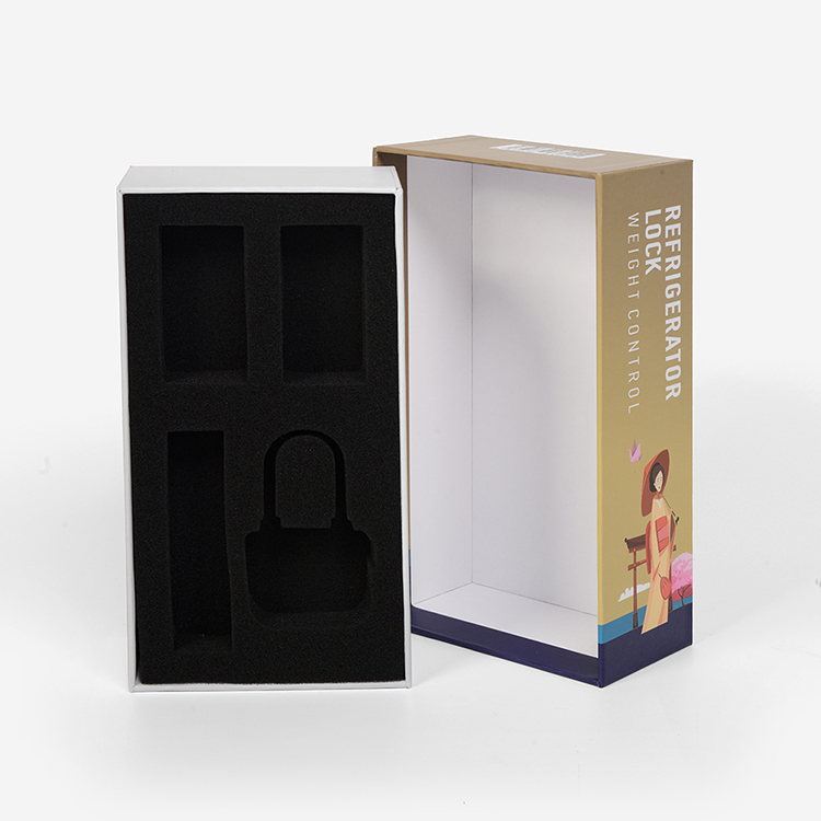 Manufacture Supply Printing Luxury Packaging Paper Lid and Base Refrigerator Lock Rigid Cardboard Paper Box with Insert