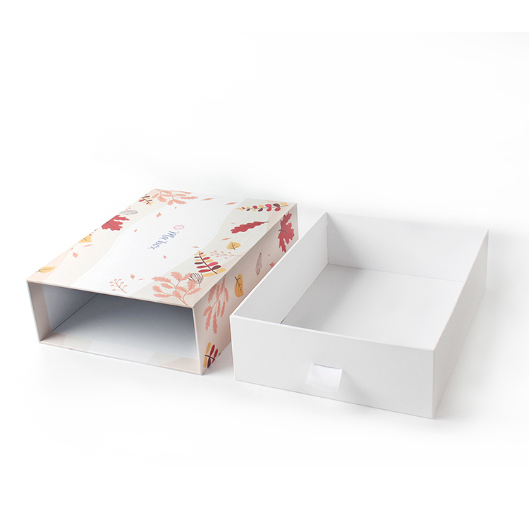 Eco Friendly Large Cardboard Slide Out Rigid Gift Boxes Dress Store Drawer Box Packaging with Ribbon