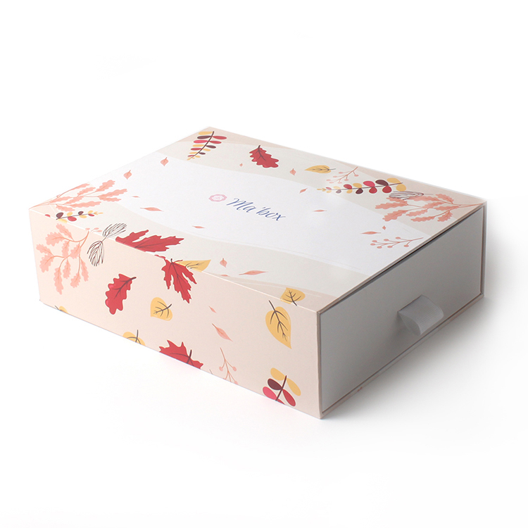 Eco Friendly Large Cardboard Slide Out Rigid Gift Boxes Dress Store Drawer Box Packaging with Ribbon