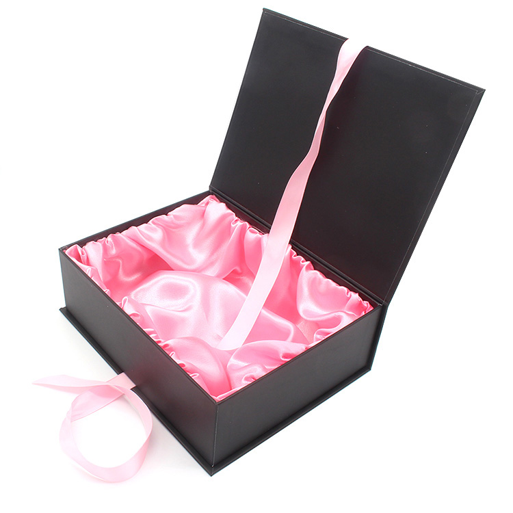  Custom Printing Paper Satin Lined Wig Boxes with Silk Boxes Bundle Virgin Hair Extension Packaging Box
