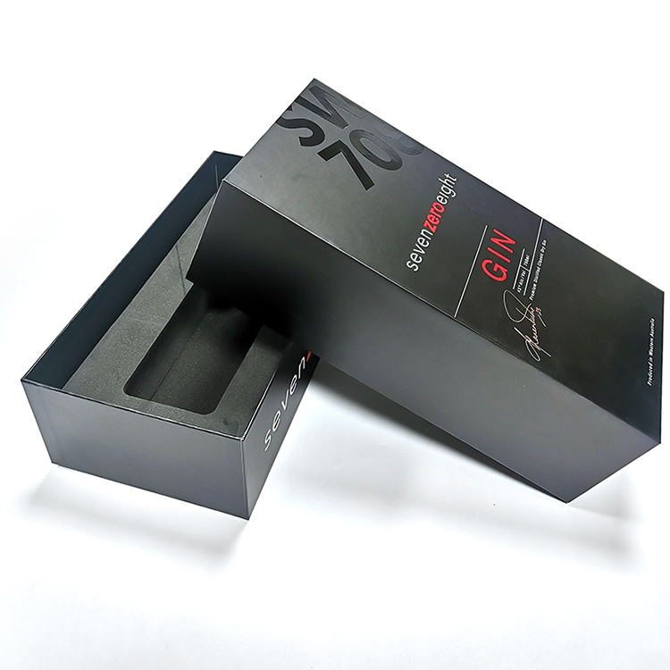 Rigid Paper Black Cosmetic Perfume Gift Boxes UV Printing Lid and Base Gift Boxes with Foam Holder
