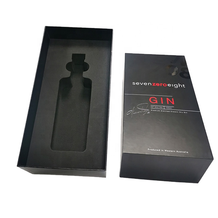 Rigid Paper Black Cosmetic Perfume Gift Boxes UV Printing Lid and Base Gift Boxes with Foam Holder