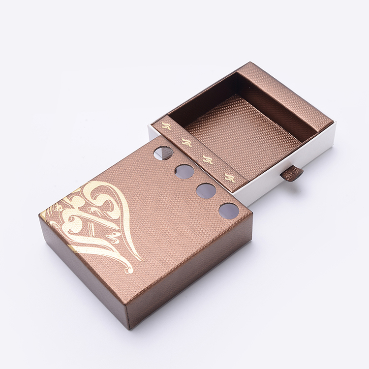 Gold Foil Slide Out Rigid Cardboard Drawer Sliding Jewelry Gift Packaging Box with EVA Insert
