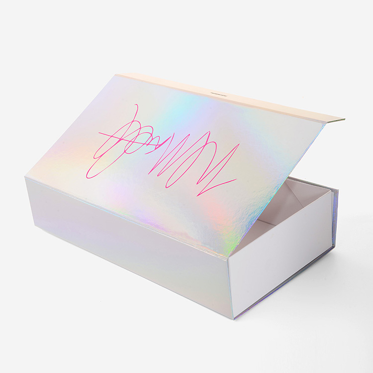 Fancy Hologram Paper Magnetic Closure Box Folding Magnetic Clothing Gift Packaging Boxes