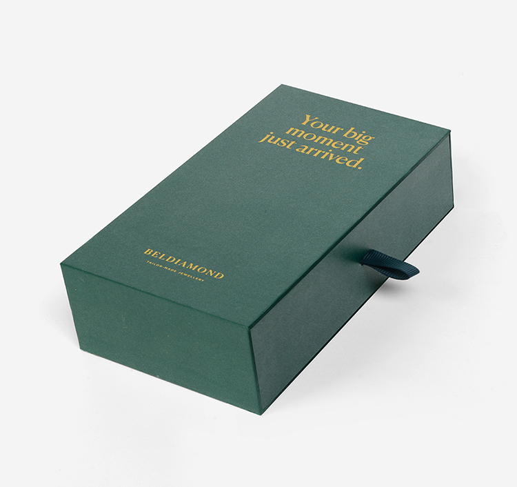 Creative Custom Printing Green Rigid Paperboard Sliding Gift Boxes Luxury Packaging Dress Paper Drawer Box