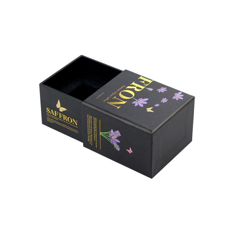 Gold Stamping Sliding Perfume Packaging Gift Box Rigid Cardboard Pull Out Drawer Perfume Gift Box with Holder