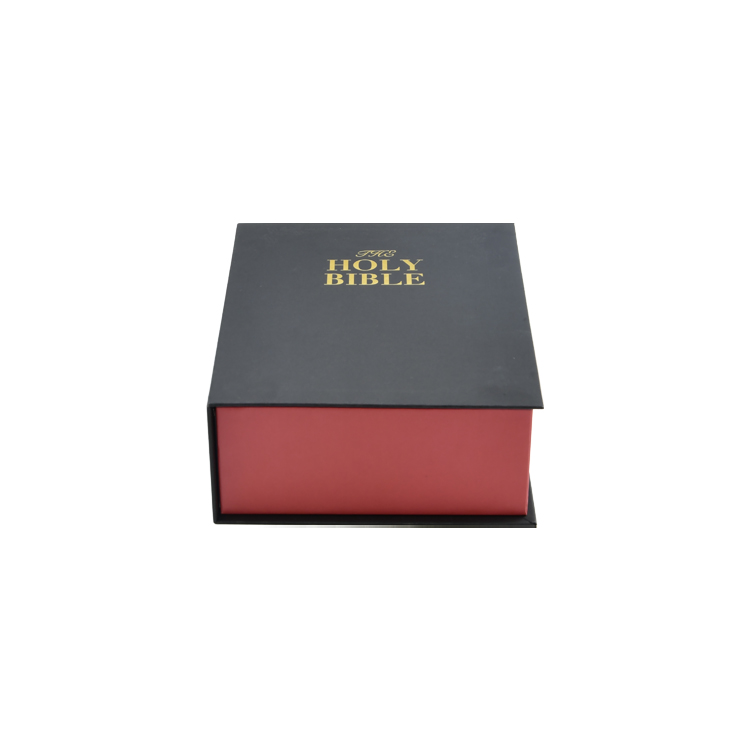 Book Shaped Clamshell Bible Packaging Gift Box Gold Stamping Bible Paper Box with Magnetic Closure
