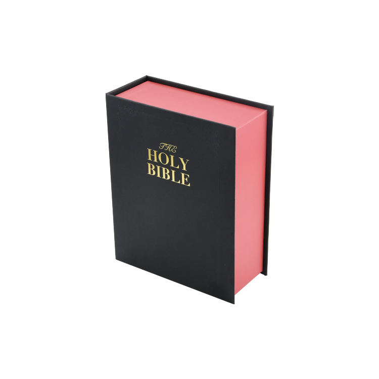 Book Shaped Clamshell Bible Packaging Gift Box Gold Stamping Bible Paper Box with Magnetic Closure