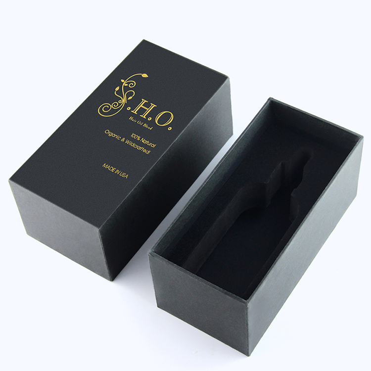 ​Recyclable Perfume Gift Box Craft Hot Stamping Cardboard Base and Lid Perfume Gift Box with Velvet Foam Holder
