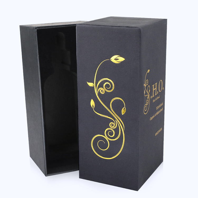 ​Recyclable Perfume Gift Box Craft Hot Stamping Cardboard Base and Lid Perfume Gift Box with Velvet Foam Holder