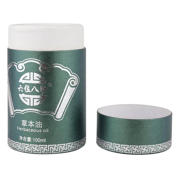 Silver Foil Printing 100 ml Essential Oil Bottle Paper Tube EVA Inside Round Cylinder Cosmetic Packaging