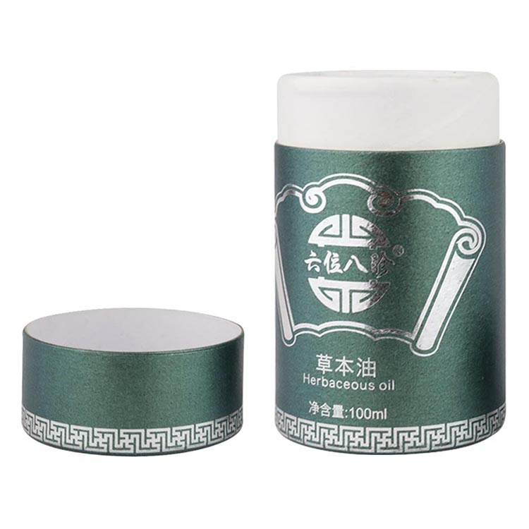 Silver Foil Printing 100 ml Essential Oil Bottle Paper Tube EVA Inside Round Cylinder Cosmetic Packaging
