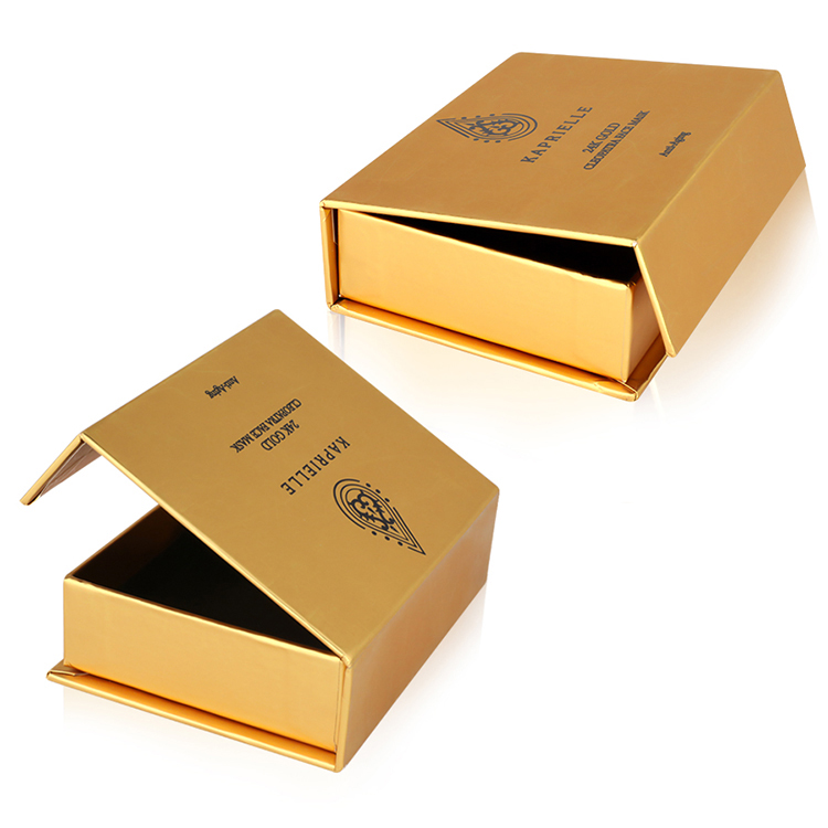 Luxury Gold Cardboard Jewelry Storage Packaging Box Flip Top Magnetic Closure Jewelry Packaging Gift Box