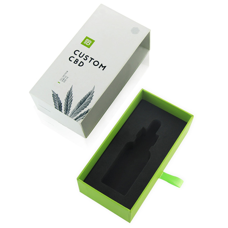 Custom Sliding CBD Oil Bottle Packaging with EVA Foam Insert Biodegradable Rigid Drawer Hemp Oil Gift Box