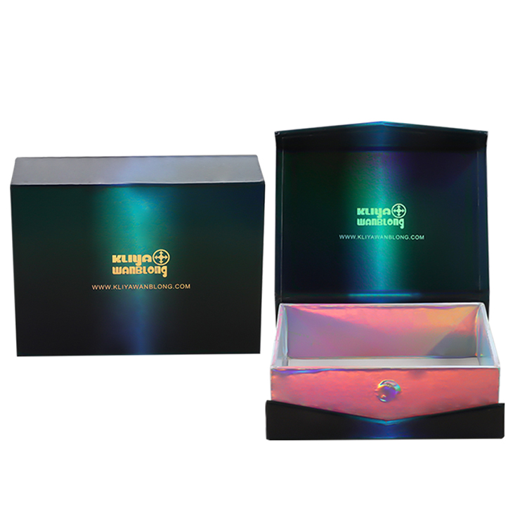 Recycled Holographic Black Magnetic Closure Packaging Paper Gift Box