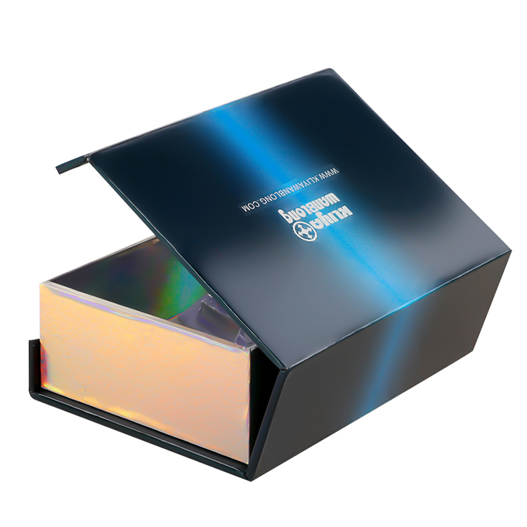 Recycled Holographic Black Magnetic Closure Packaging Paper Gift Box