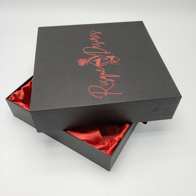 Luxury Black Rectangle Sliding Drawer Women Wigs Hair Extension Storage Boxes with Silk Satin