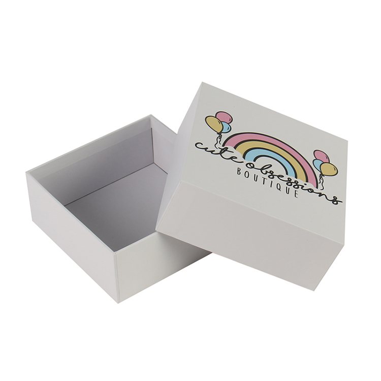 Luxury Square White Base and Lid Cardboard Gift Box Cosmetics Packaging Gift Box with Lid