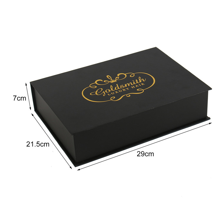 Hair Bundles Packaging Box Braid Wig Gold Foil Stamping Magnetic Hair Extension Packaging Box with Satin