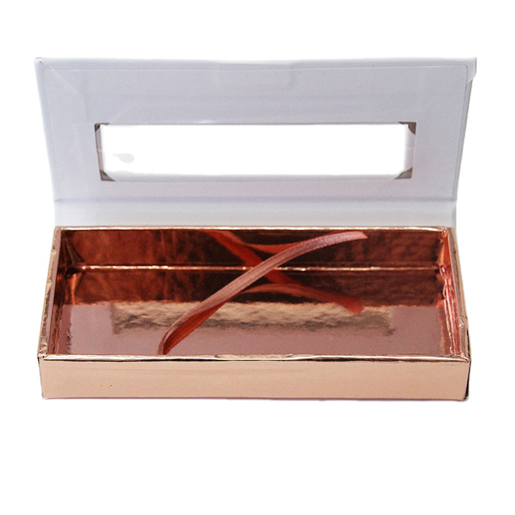 Rose Gold Eyelash Magnetic Gift Box Customized Private Label Eye Lash Boxes Vendor Clear Widow Eyelashes Box Packaging