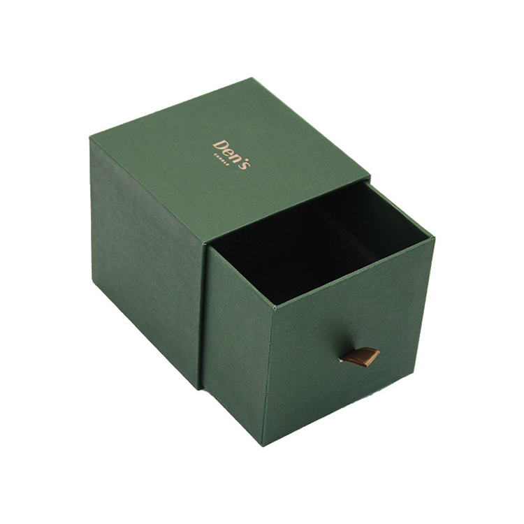 Custom Printing Hard Rigid Cardboard Luxury Drawer Box Packaging Green Jewellery Box