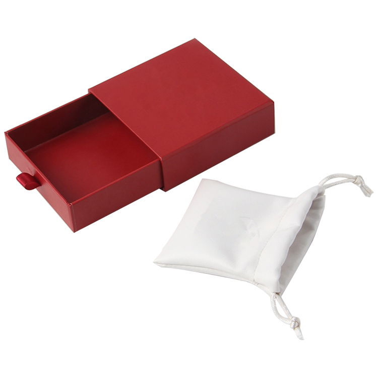 Luxury Custom Paper Sliding Drawer Gift Boxes for Jewelry with Velvet Drawstring Bag