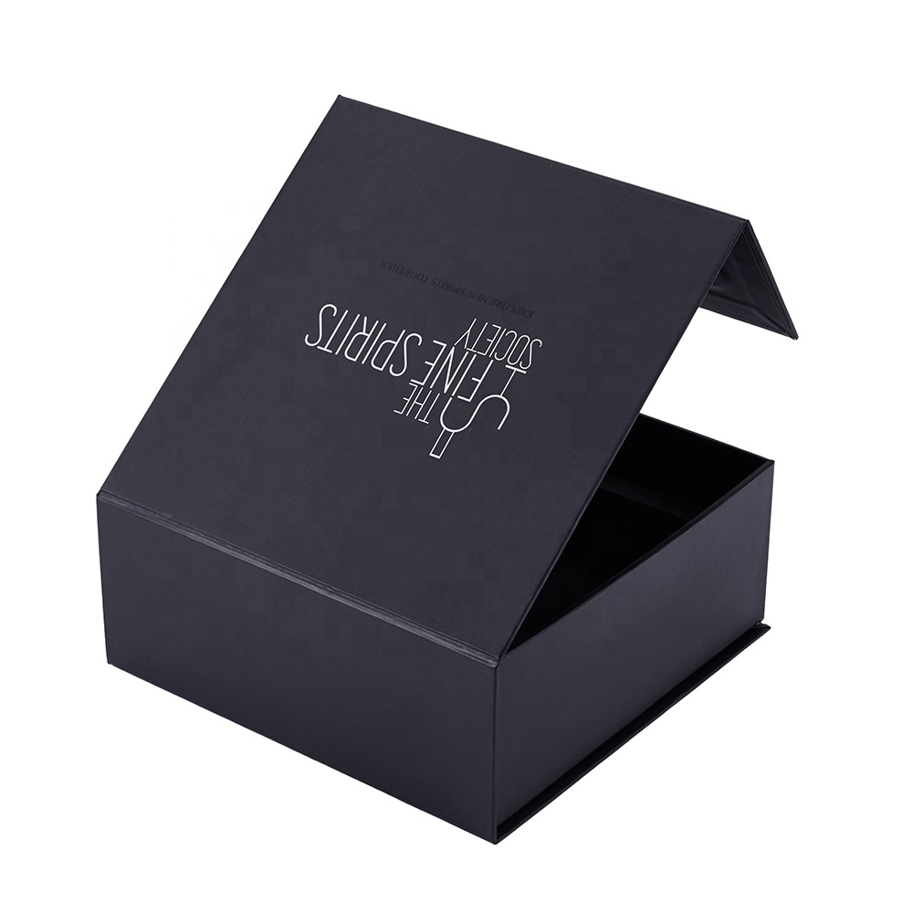 Flap Lid Packaging Cardboard Bespoke Custom Black Magnetic Closure Gift Box